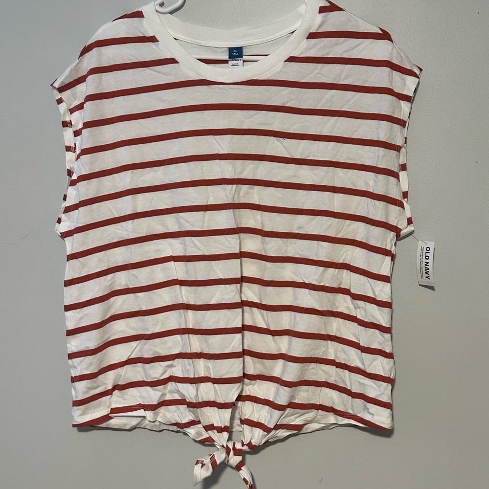 Old Navy Red and White Striped Women's Top